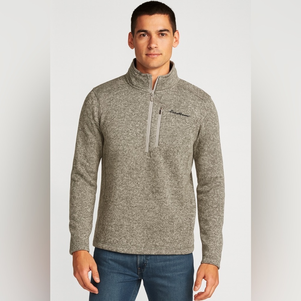 Eddie Bauer Gray 1/4 Zip Fleece Pullover Sweater Size Small